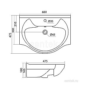 Раковина мебельная Santek Байкал 66 1.WH10.9.651 белая купить в интернет-магазине Sanbest