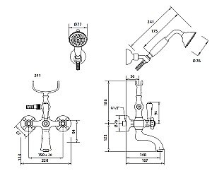 Смеситель для ванны Migliore Arcadia ML.ARC-8302 бронза купить в интернет-магазине сантехники Sanbest