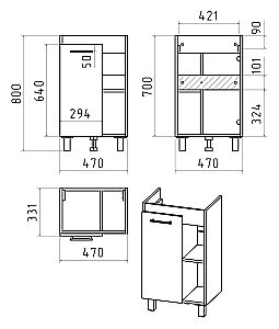Тумба с раковиной Misty Крафт - 50 П-Кра-07050-011 белый/светлое дерево для ванной в интернет-магазине Sanbest