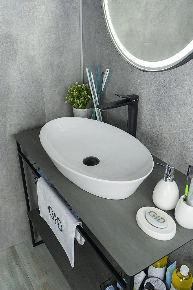 Раковина накладная Gid Lago 61 N9397 51141 белая купить в интернет-магазине Sanbest
