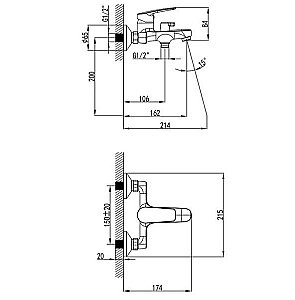 Смеситель для ванны Milardo Horizont HORSB02M02 хром купить в интернет-магазине сантехники Sanbest