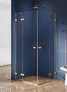 Душевой уголок NEW TRENDY AVEXA GOLD BRUSHED EXK-1784 100x80 стекло прозрачное/профиль золото купить в интернет-магазине Sanbest