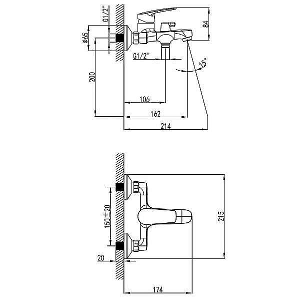 Смеситель для ванны Milardo Horizont HORSB02M02 хром купить в интернет-магазине сантехники Sanbest