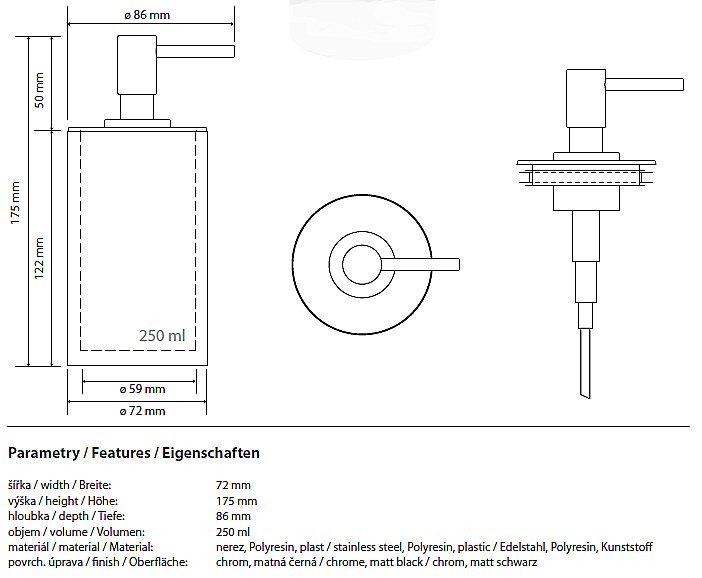 Диспенсер Bemeta Gamma 145609320 черный купить в интернет-магазине сантехники Sanbest