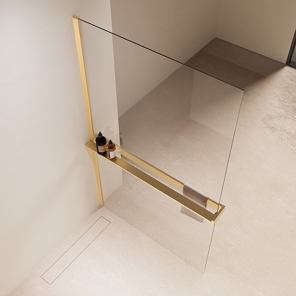 Душевая перегородка Vincea Walk-In VSW-1HR120CLG 120x200 профиль матовый золотой/стекло прозрачное купить в интернет-магазине Sanbest