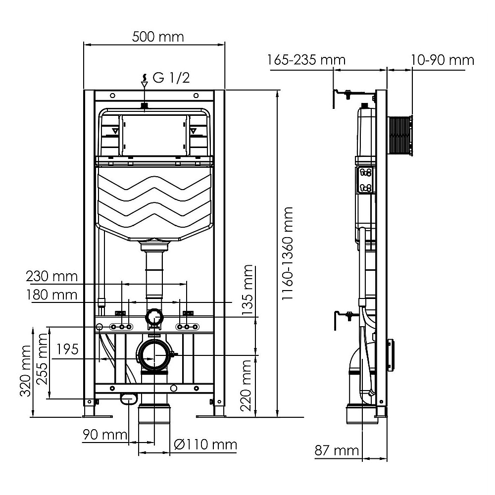 Система инсталляции для унитаза WasserKraft Aller 10TLT.010.ME.GR03 купить в интернет-магазине сантехники Sanbest