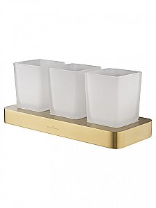 Три стакана для зубных щеток с держателем WONZON & WOGHAND LOTTE WW-8338-BG брашированное золото купить в интернет-магазине сантехники Sanbest
