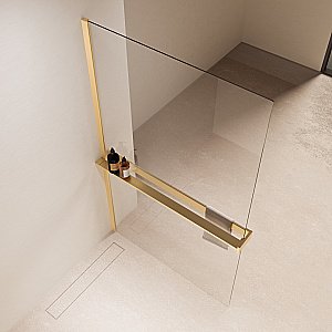 Душевая перегородка Vincea Walk-In VSW-1HR120CLG 120x200 профиль матовый золотой/стекло прозрачное купить в интернет-магазине Sanbest