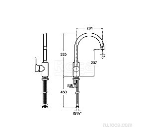 Смеситель для кухни Roca L20 5A8409C0M купить в интернет-магазине сантехники Sanbest
