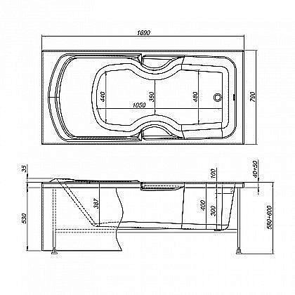 Акриловая ванна Aquanet Polo 170x80 205539 с к/с10 купить в интернет-магазине Sanbest
