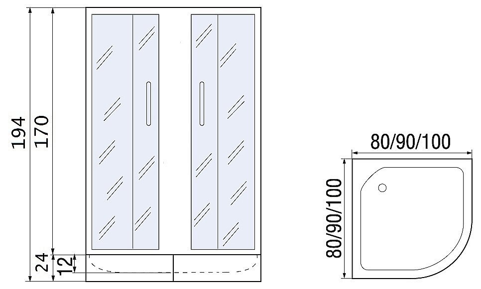 Душевой уголок с поддоном River DON 80/24 MT купить в интернет-магазине Sanbest