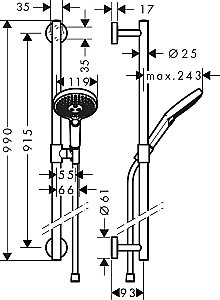Душевая гарнитура Hansgrohe Raindance Select S 120 3jet 26322400 купить в интернет-магазине сантехники Sanbest