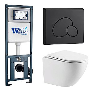Унитаз с инсталляцией WeltWasser MARBERG 410 + MERZBACH 043 MT-WT + MAR 410 RD MT-BL купить в интернет-магазине Sanbest