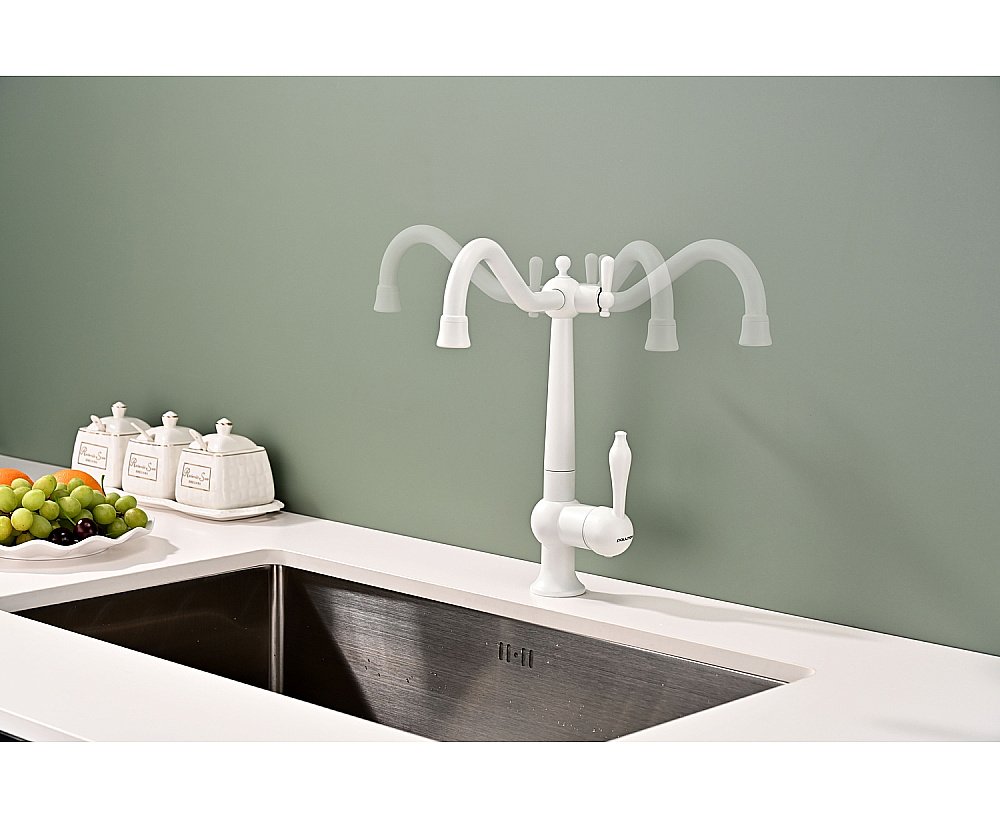 Смеситель для кухни Paulmark Retro Re213226-WH белый матовый купить в интернет-магазине сантехники Sanbest