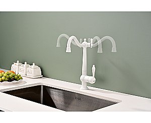 Смеситель для кухни Paulmark Retro Re213226-WH белый матовый купить в интернет-магазине сантехники Sanbest