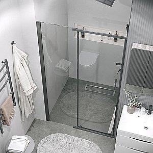 Душевая дверь Grossman Pragma 110 100.K33.03.110.42.00 стекло прозрачное/профиль графит сатин купить в интернет-магазине Sanbest