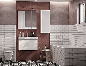 Тумба с раковиной Акватон Асти 55 белая глянцевая/ясень шимо для ванной в интернет-магазине Sanbest