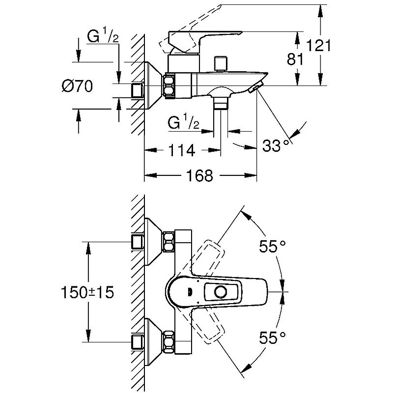 Смеситель для ванны Grohe BauLoop 23602001 хром купить в интернет-магазине сантехники Sanbest