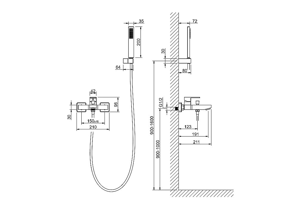 Смеситель для ванны Aquatek Либра AQ1649MB черный матовый купить в интернет-магазине сантехники Sanbest