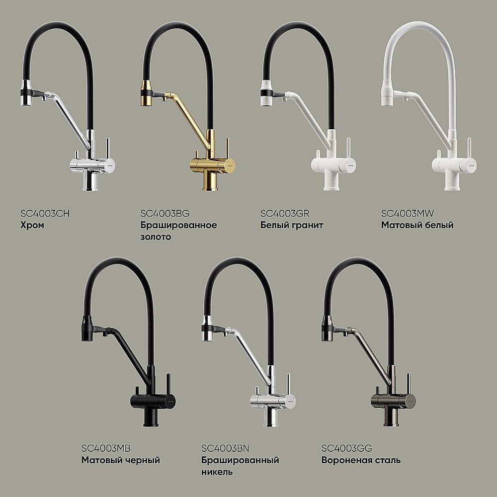 Смеситель для кухни Sancos Dora SC4003MW белый матовый купить в интернет-магазине сантехники Sanbest