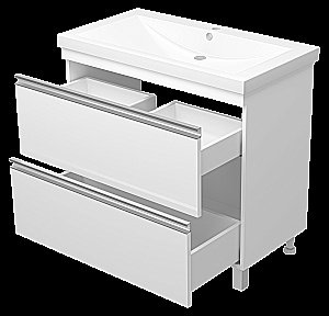 Тумба с раковиной Misty Ингрид - 90 П-Инг-01090-012Я белая для ванной в интернет-магазине Sanbest