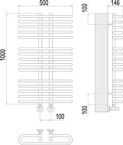 Полотенцесушитель водяной Terminus Сахара П15 500х1000 купить в интернет-магазине сантехники Sanbest