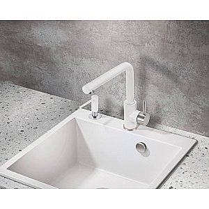 Смеситель для кухни Milacio Ultra MCU.555.WH белый/хром купить в интернет-магазине сантехники Sanbest