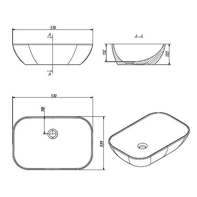 Раковина накладная Caprigo 51 W8454 белая купить в интернет-магазине Sanbest