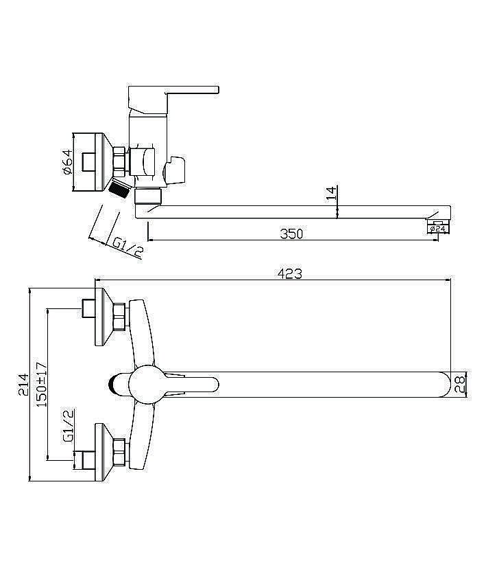 Смеситель для ванны Olive's Torres 17221TRB черный купить в интернет-магазине сантехники Sanbest