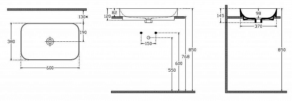 Раковина ISVEA Sott'Aqua 60 10SQ50060SV белая купить в интернет-магазине Sanbest