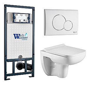 Унитаз с инсталляцией WeltWasser MARBERG 507 + KEHLBACH 004 GL-WT + MAR 507 RD GL-WT купить в интернет-магазине Sanbest
