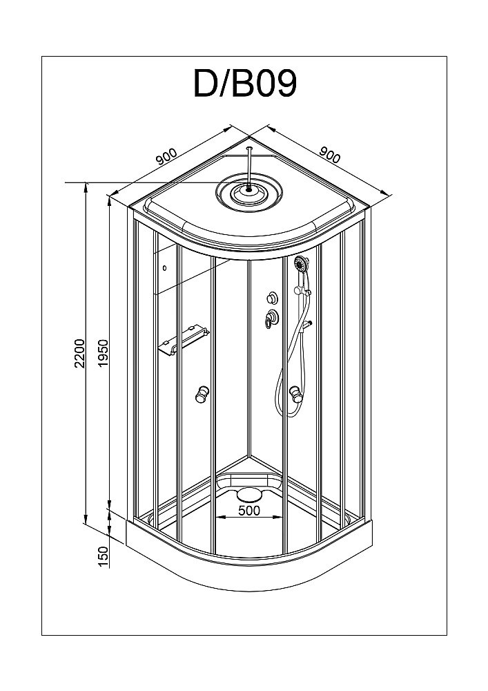 Душевая кабина DTO D09 90х90 без крыши купить в интернет-магазине Sanbest