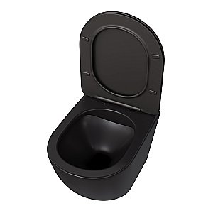 Унитаз подвесной Taliente Amato AM25010 Nero безободковый, с крышкой микролифт, черный матовый купить в интернет-магазине Sanbest