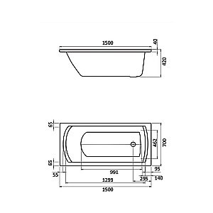 Ванна акриловая Santek Монако 150x70 1.WH11.1.976 белая купить в интернет-магазине Sanbest