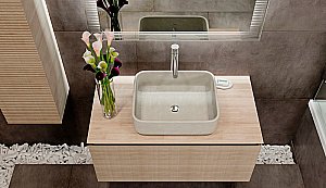 Тумба с раковиной Jorno Karat 100 бук светлый для ванной в интернет-магазине Sanbest