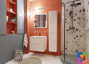 Тумба с раковиной Эстет Kare Luxe 70 подвесная 2 ящика/любой цвет тумбы и раковины с блестками под заказ для ванной в интернет-магазине Sanbest