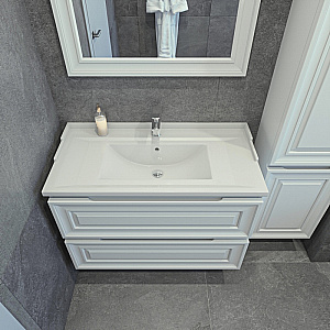 Тумба с раковиной Caprigo Ponza-A 90 два ящика, белая для ванной в интернет-магазине Sanbest