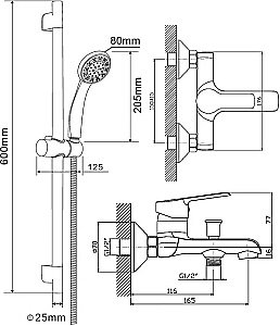 Смеситель для ванны с душем Orange Prim M42-611cr хром купить в интернет-магазине сантехники Sanbest