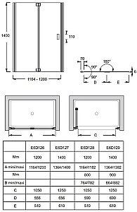 Шторка для ванны Jacob Delafon CAPSULE E6D128-GA 120х80 купить в интернет-магазине Sanbest