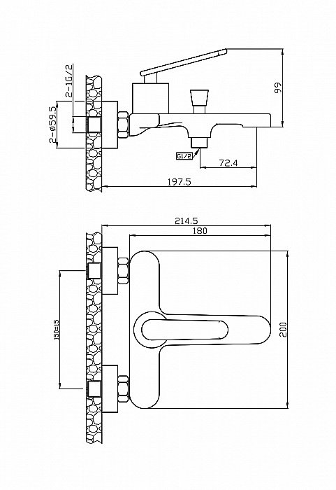 Смеситель для ванны Agger Beauty A2610000 купить в интернет-магазине сантехники Sanbest