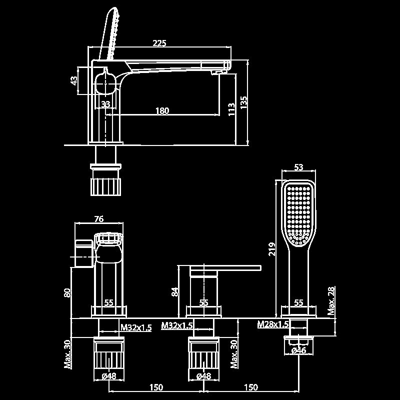 Смеситель для ванны Elghansa 2813878 хром купить в интернет-магазине сантехники Sanbest