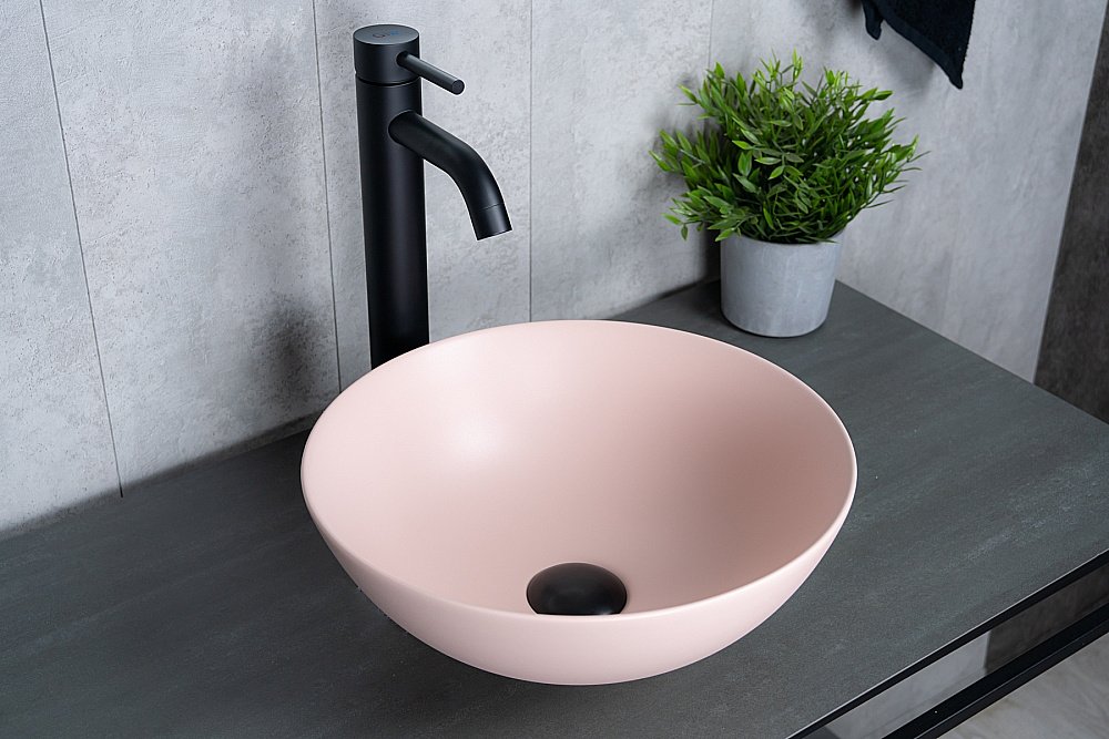 Раковина накладная Gid 9081pkm розовая матовая купить в интернет-магазине Sanbest