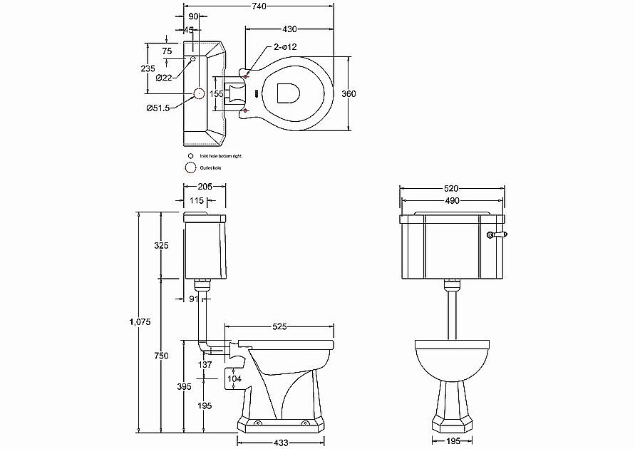 Унитаз Burlington P2 51 с белой ручкой смыва купить в интернет-магазине Sanbest