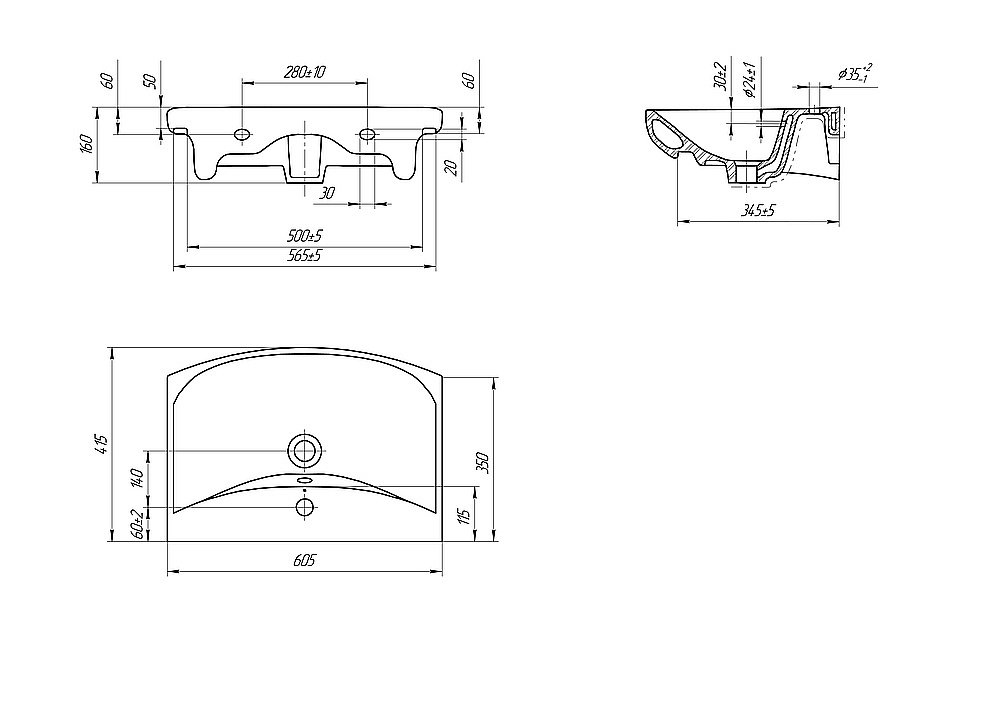 Раковина на пьедестале Cersanit CARINA 60 белая купить в интернет-магазине Sanbest