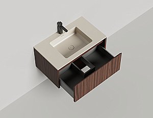 Тумба с раковиной Salini Domino 27D308ON 80 шпон Tabu/Onda Plus гладкий фасад для ванной в интернет-магазине Sanbest