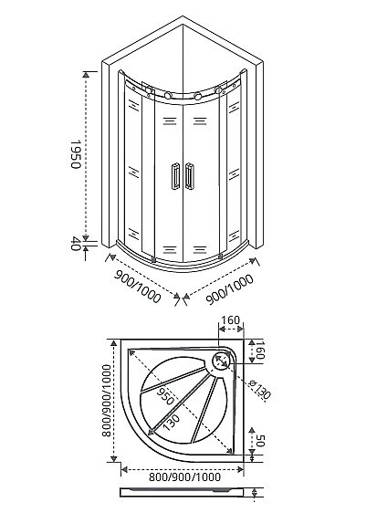 Душевой уголок Good Door GALAXY R-TD-100-C-B 100x100 купить в интернет-магазине Sanbest