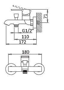 Смеситель для ванны и душа Cezares NAUTIC-VM-01 хром купить в интернет-магазине сантехники Sanbest