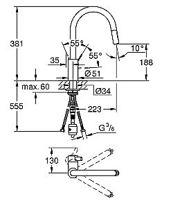 Смеситель для кухни Grohe Eurosmart Cosmopolitan 31481001 хром купить в интернет-магазине сантехники Sanbest