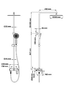 Душевая система WONZON & WOGHAND BRILLIANT WW-88047079-BGM темный графит купить в интернет-магазине сантехники Sanbest