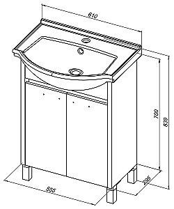 Тумба с раковиной Aquanet Донна 273996 60 белый дуб/белый для ванной в интернет-магазине Sanbest